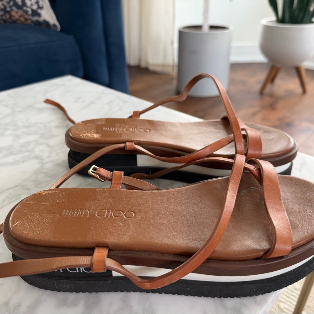 Jimmy Choo Tan Leather Sandals